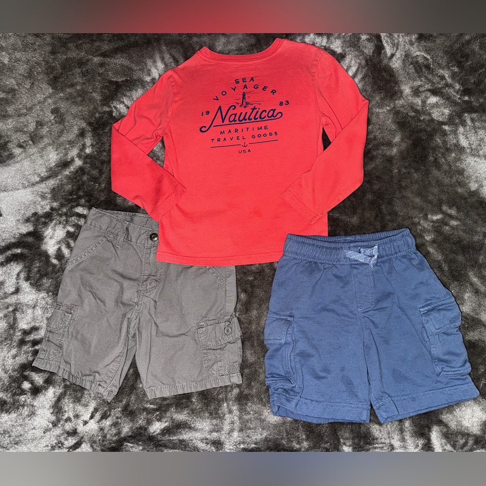 Nautica Longsleeve Tee with 2 Pair Shorts